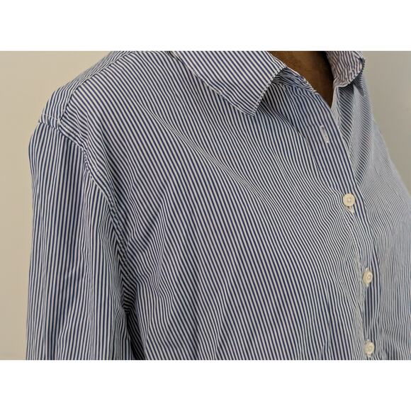 Birds of Paradis by Trovata Blue & White Striped Peplum Shirt - Large - Picture 3 of 9